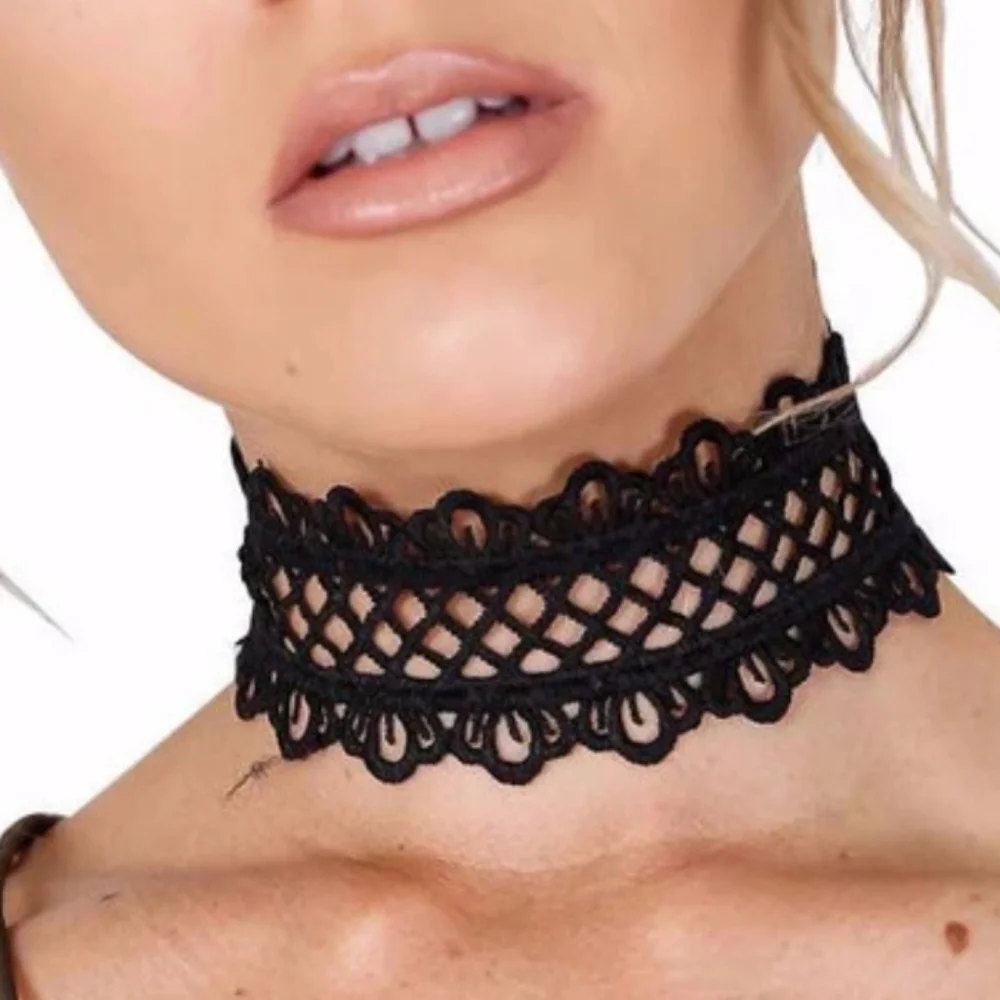 🖤 Sexy Black Lace Choker Necklace New